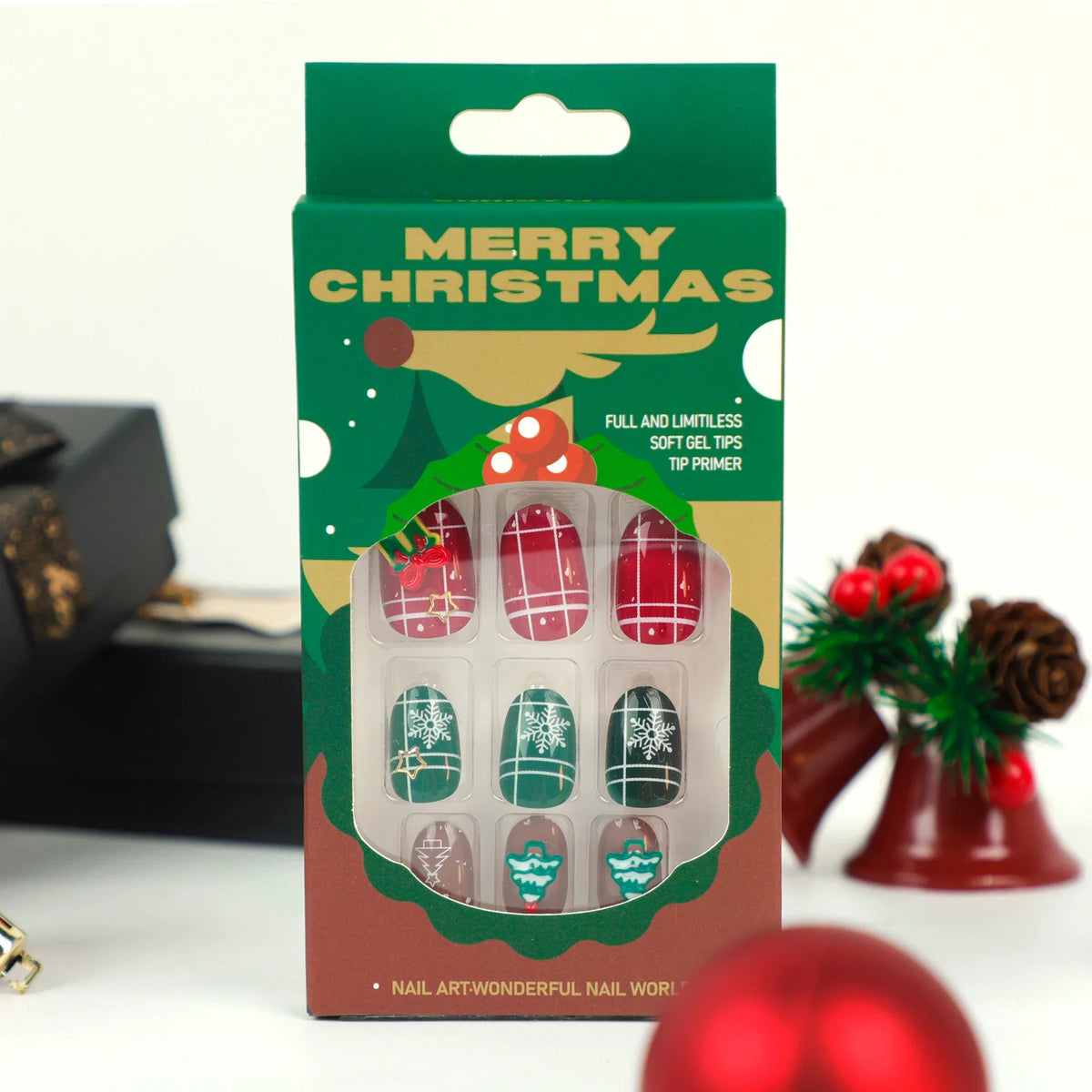 Press-On Nail Set Christmas Motifs Easy Application Long-Lasting Wear
