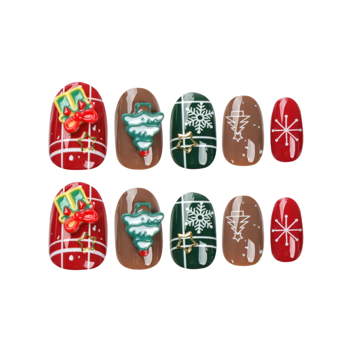 Press-On Nail Set Christmas Motifs Easy Application Long-Lasting Wear