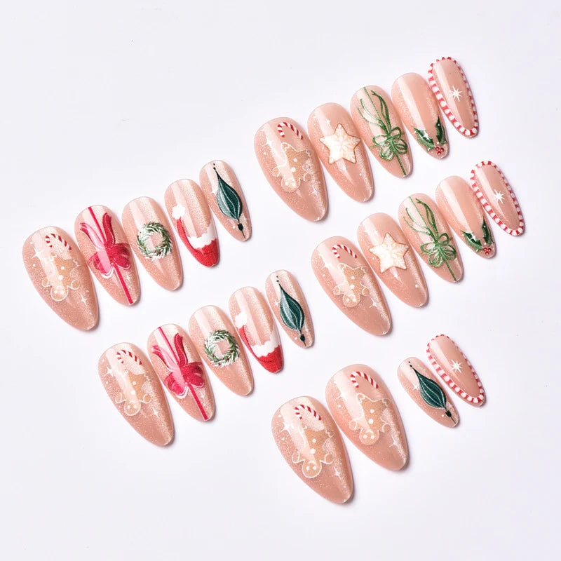 Press-On Nail Set Christmas Peel-And-Stick Glossy & Long-Lasting