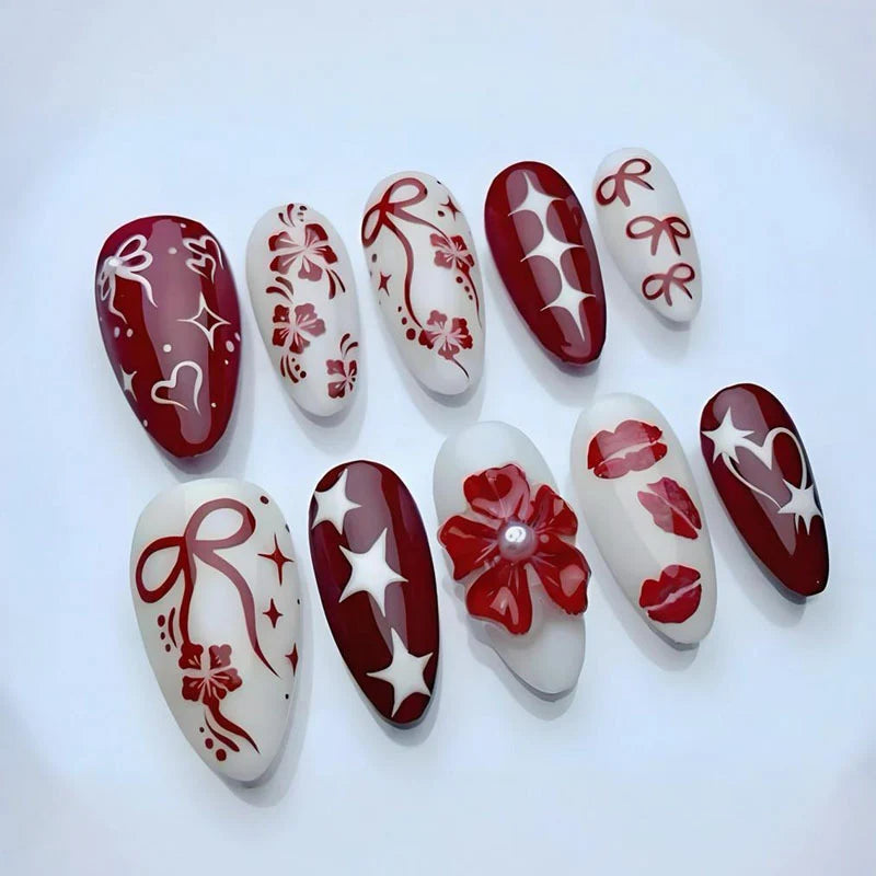 Press-On Nail Set Festive Designs Easy Application & Removal