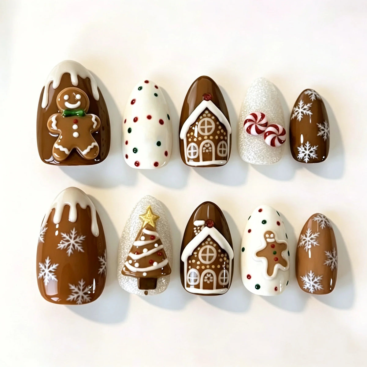 Press-On Nail Set Festive Designs Easy Apply & Long-Lasting