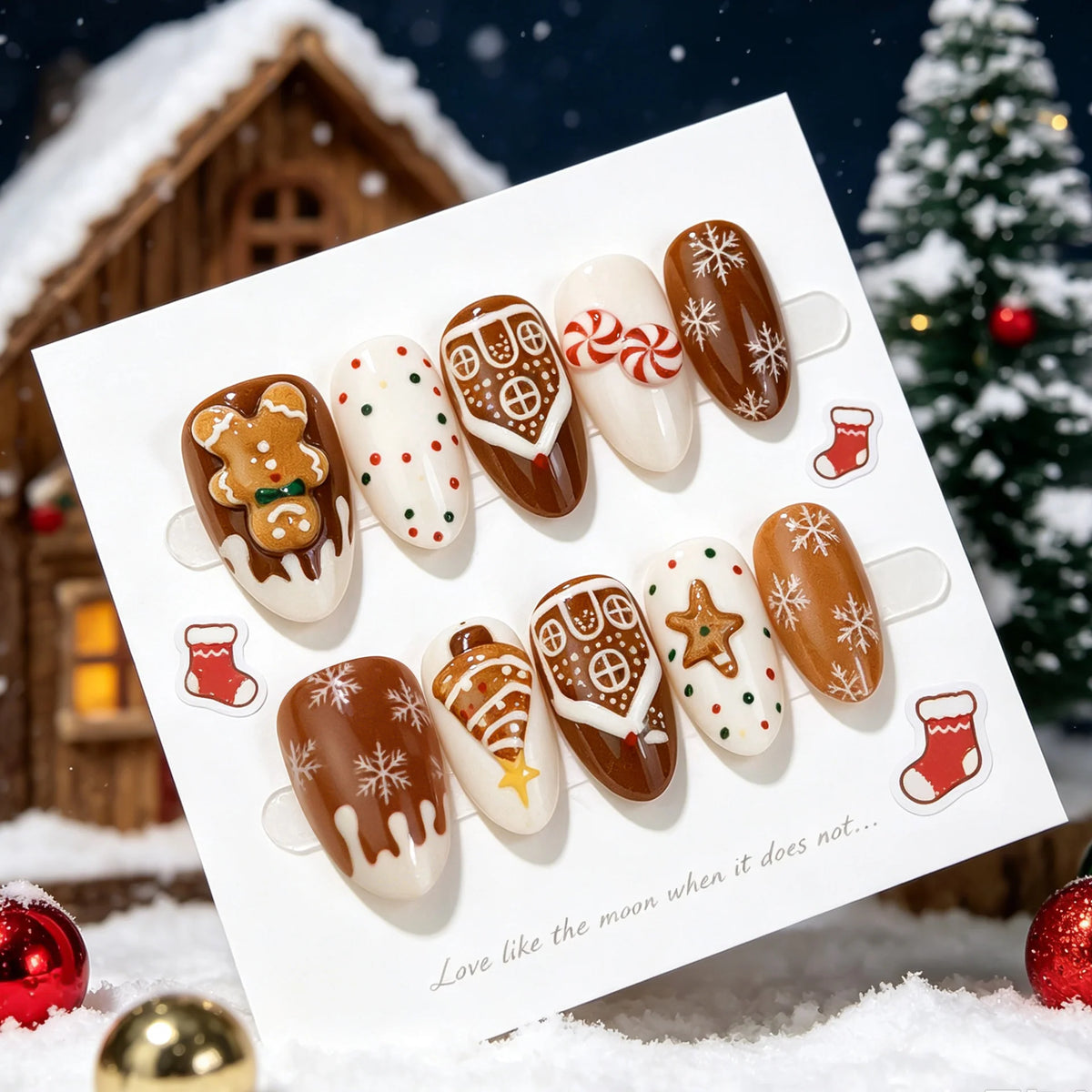 Press-On Nail Set Festive Designs Easy Apply & Long-Lasting