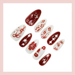 Press-On Nail Set Festive Designs No Glue Multiple Sizes