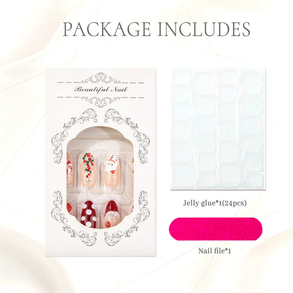 Press-On Nail Set Festive Designs Salon-Quality Long-Lasting Wear