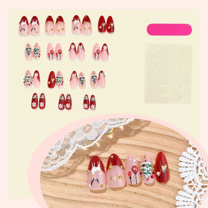 Press-On Nail Set Festive Glitter Non-Toxic Easy Application