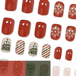 Press-On Nail Set Festive Holiday Designs 24-Piece Long-Lasting