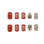 Press-On Nail Set Festive Holiday Designs 24-Piece Long-Lasting