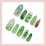 Press-On Nail Set Festive Holiday Designs Glossy & Matte
