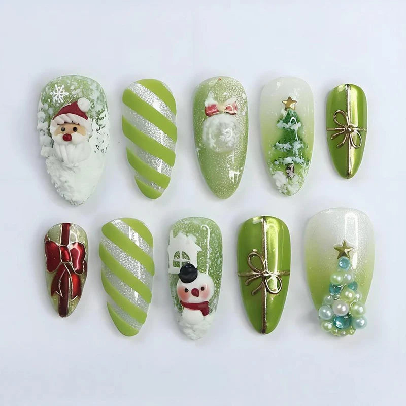 Press-On Nail Set Festive Holiday Designs Glossy & Matte