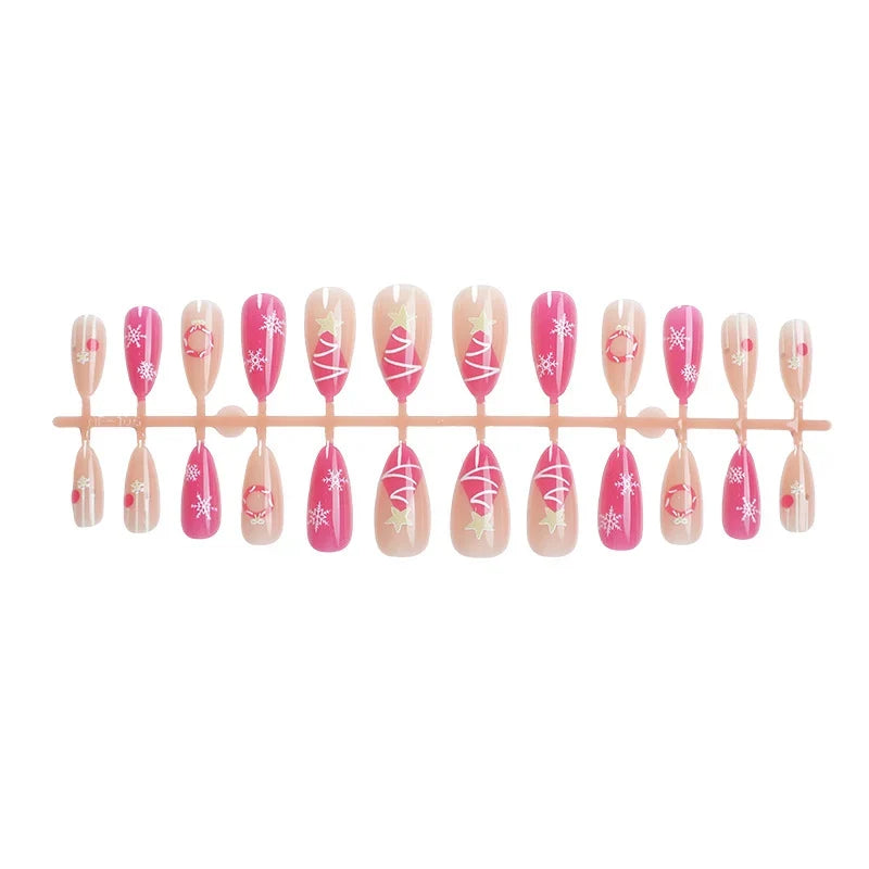 Press-On Nail Set Festive Holiday Designs Reusable Easy Application