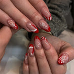 Press-On Nail Set Festive Holiday Designs Strong Adhesive