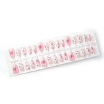 Press-On Nail Set Floral Rhinestone Design Chip-Resistant