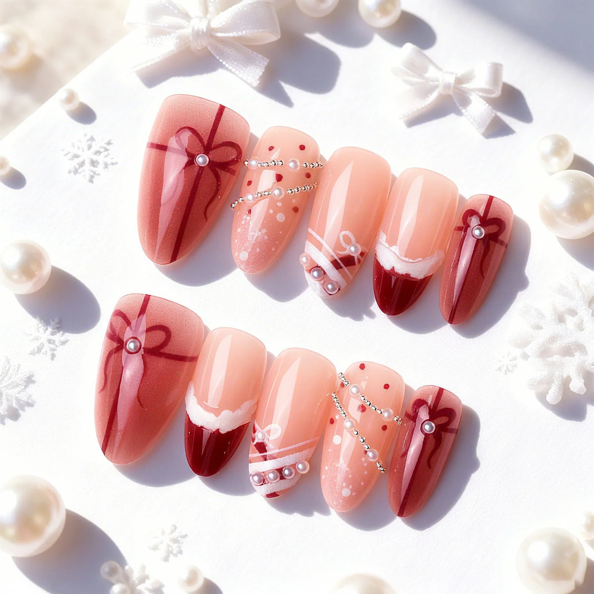 Press-On Nail Set Gift-Themed Quick-Apply & High-Shine