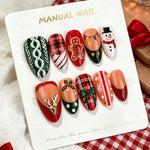 Press-On Nail Set Holiday Designs 24-Piece Glue & File