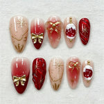Press-On Nail Set Holiday Designs Easy Application & Removal