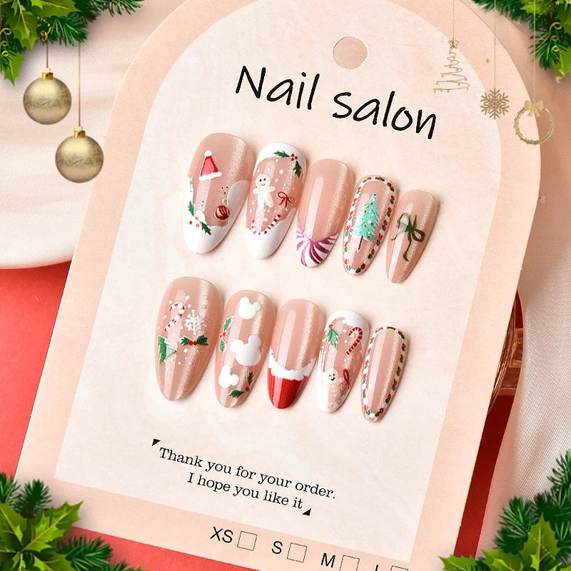 Press-On Nail Set Holiday Designs Easy Apply & Long-Lasting