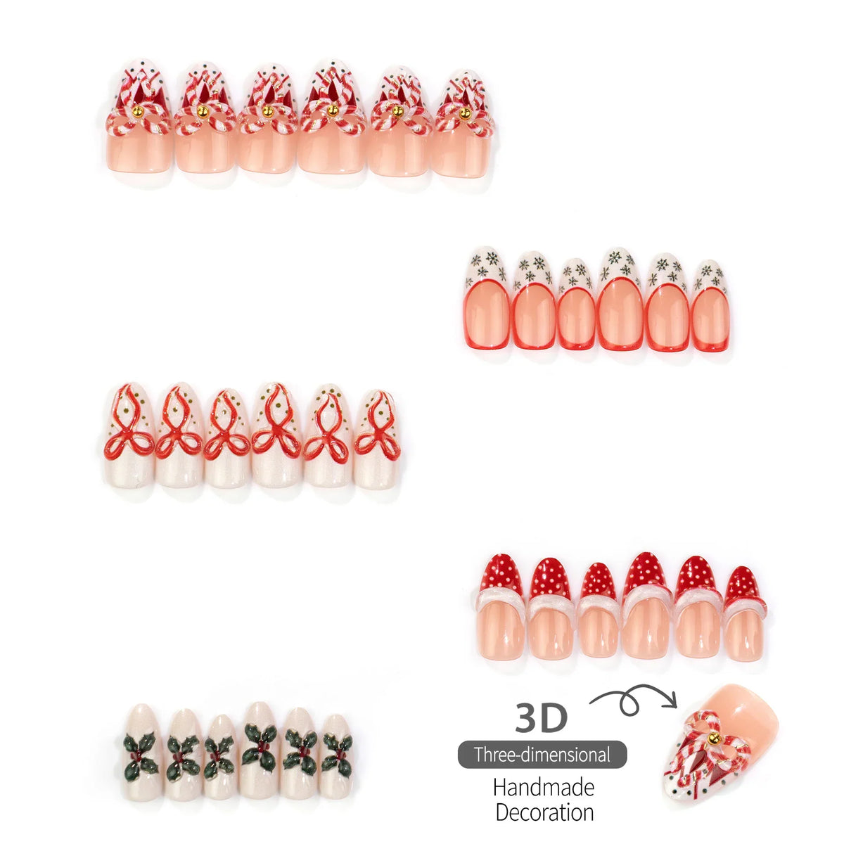 Press-On Nail Set Holiday Designs Easy Apply & Long-Lasting
