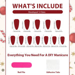 Press-On Nail Set Holiday Designs Glossy Finish Easy Application