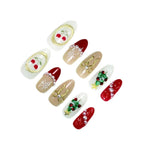 Press-On Nail Set Holiday Designs Glossy Finish Easy Application