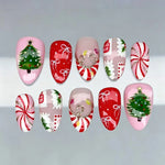 Press-On Nail Set Holiday Designs Long-Lasting Wear