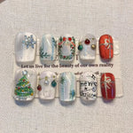 Press-On Nail Set Holiday Designs No Glue Flexible Fit
