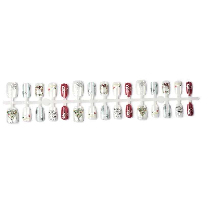 Press-On Nail Set Holiday Designs No Glue Flexible Fit