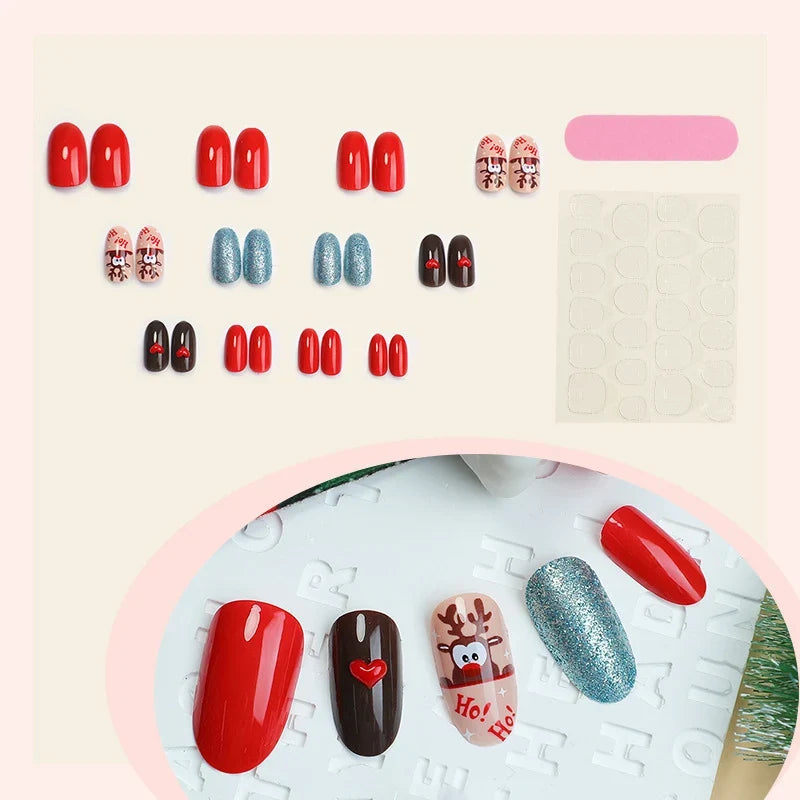 Press-On Nail Set Holiday Designs Peel-And-Stick Eco-Friendly