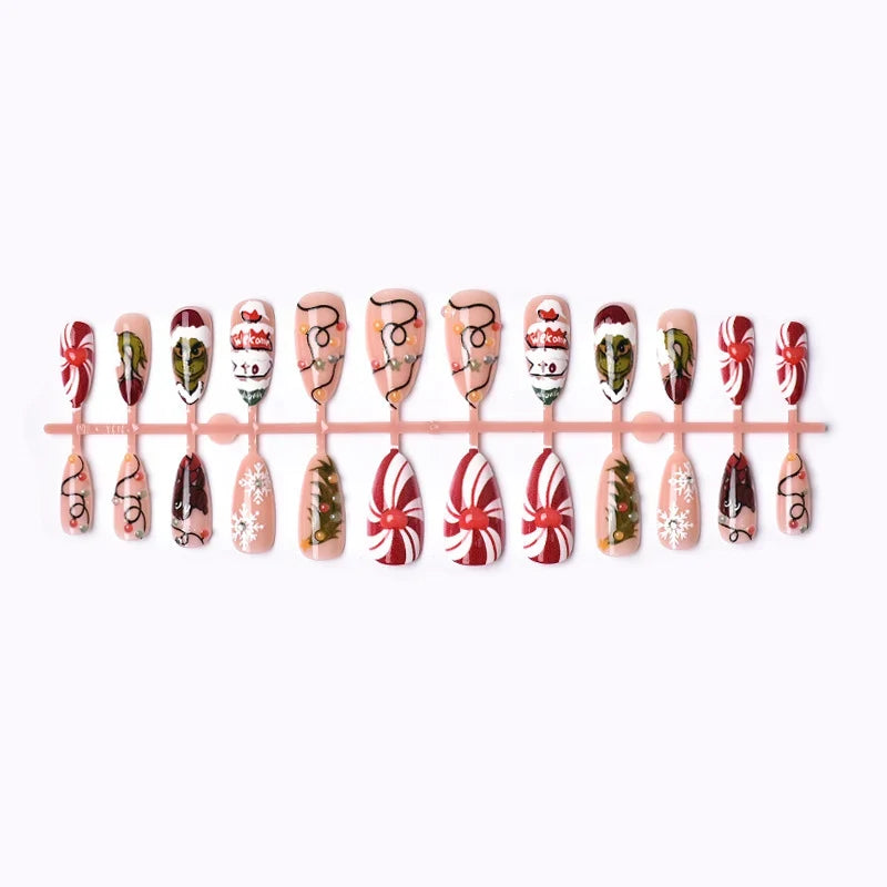 Press-On Nail Set Holiday Designs Peel-And-Stick Non-Toxic
