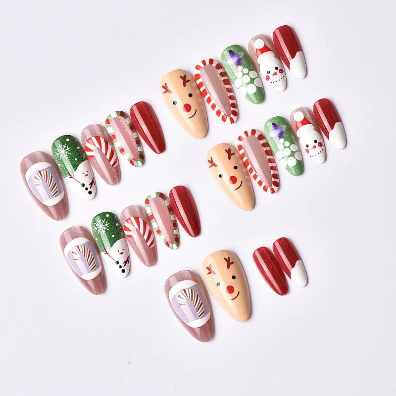 Press-On Nail Set Holiday Designs Peel-And-Stick & Reusable