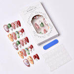 Press-On Nail Set Holiday Designs Peel-And-Stick & Reusable
