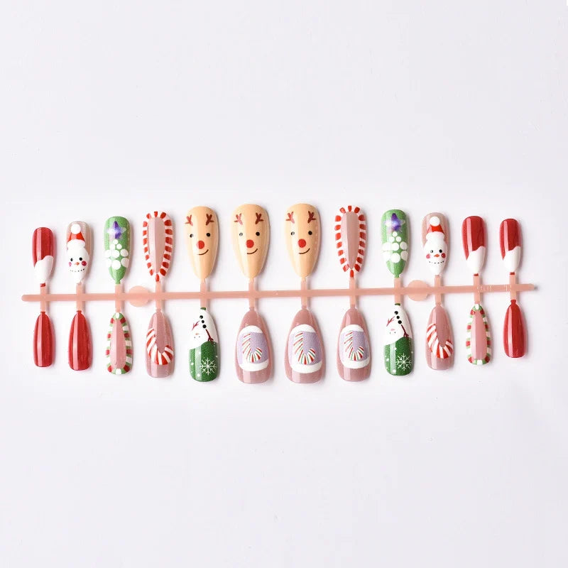 Press-On Nail Set Holiday Designs Peel-And-Stick & Reusable