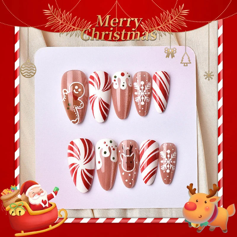 Press-On Nail Set Holiday Designs Peel & Press Reusable
