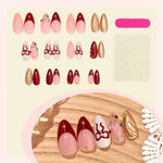 Press-On Nail Set Holiday Designs Red Quick Apply & Long-Lasting