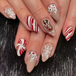 Press-On Nail Set Holiday Designs Reusable Adhesive Backing