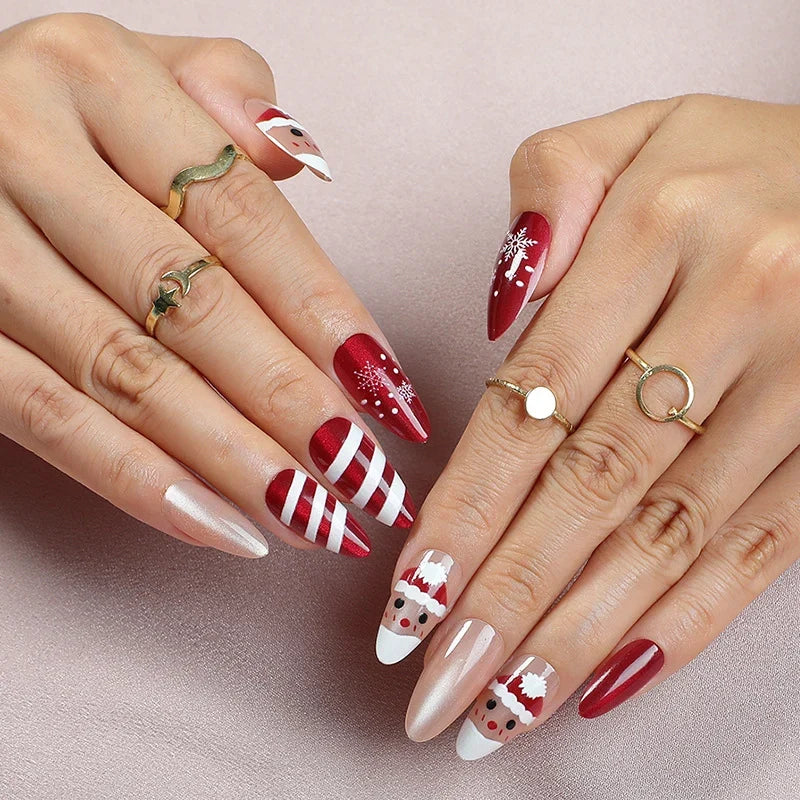 Press-On Nail Set Holiday Designs Reusable Salon-Quality