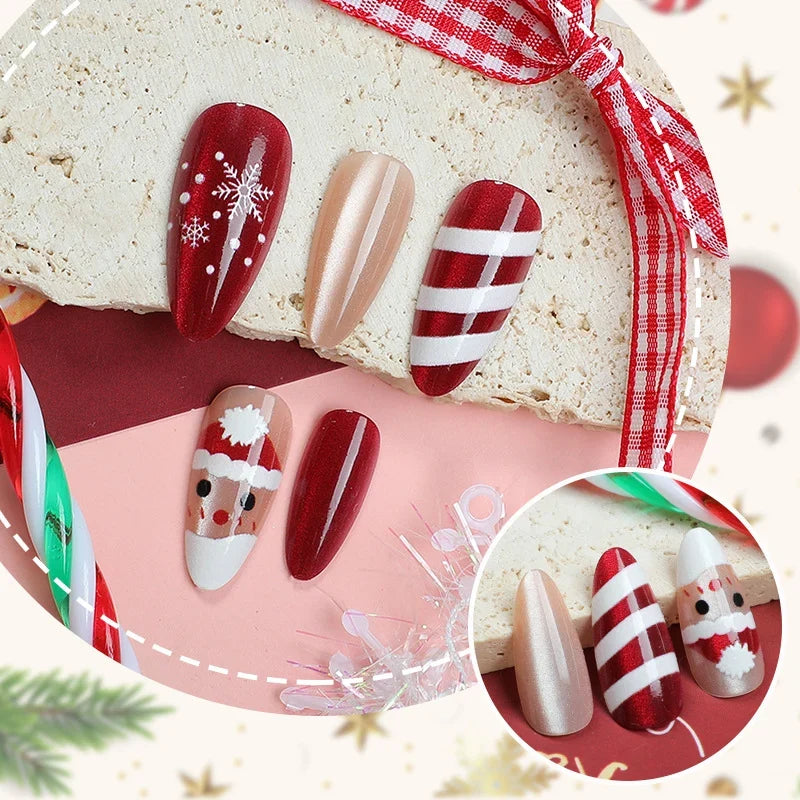 Press-On Nail Set Holiday Designs Reusable Salon-Quality