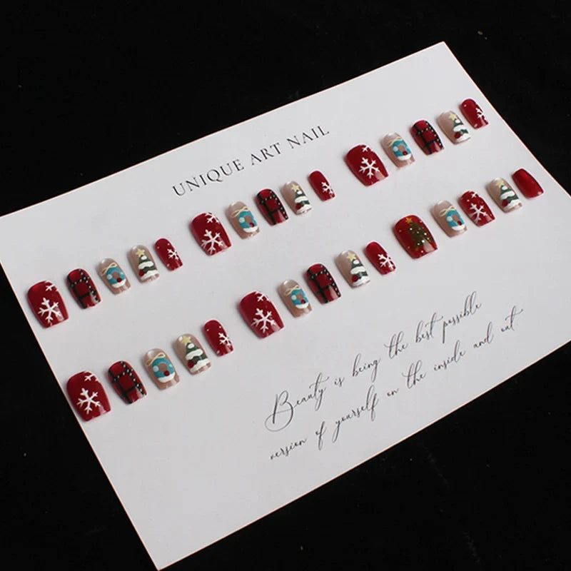 Press-On Nail Set Holiday Designs Self-Adhesive & Assorted Sizes