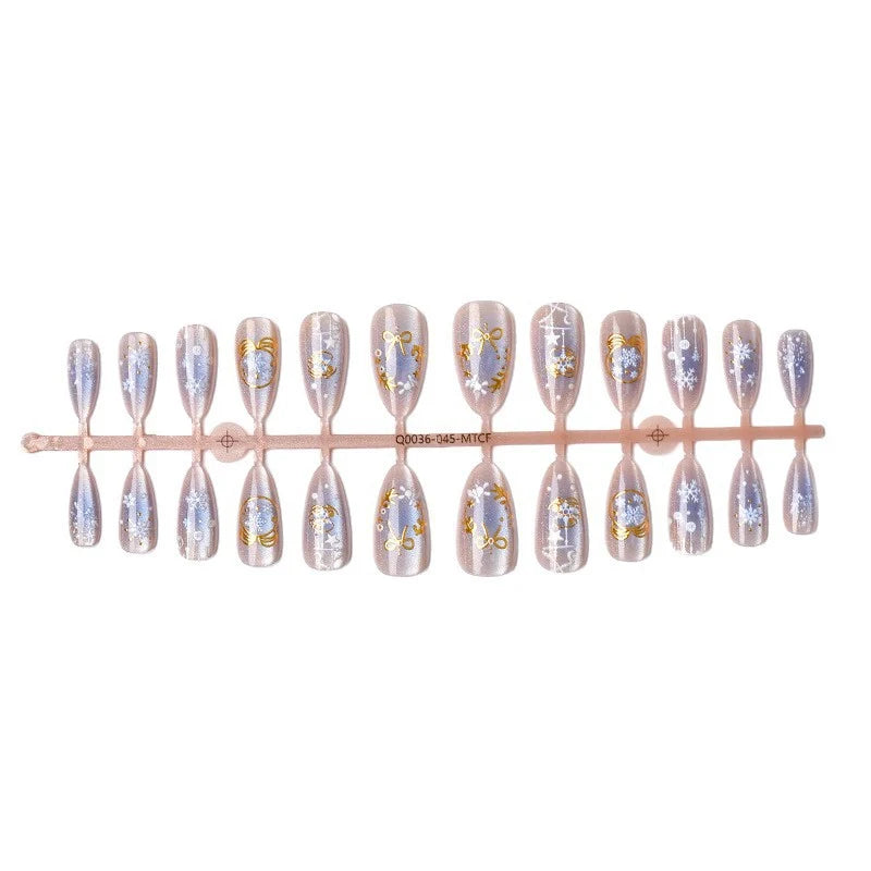 Press-On Nail Set Holiday Designs Self-Adhesive & Reusable
