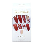 Press-On Nail Set Holiday Red Snowflake & Bow