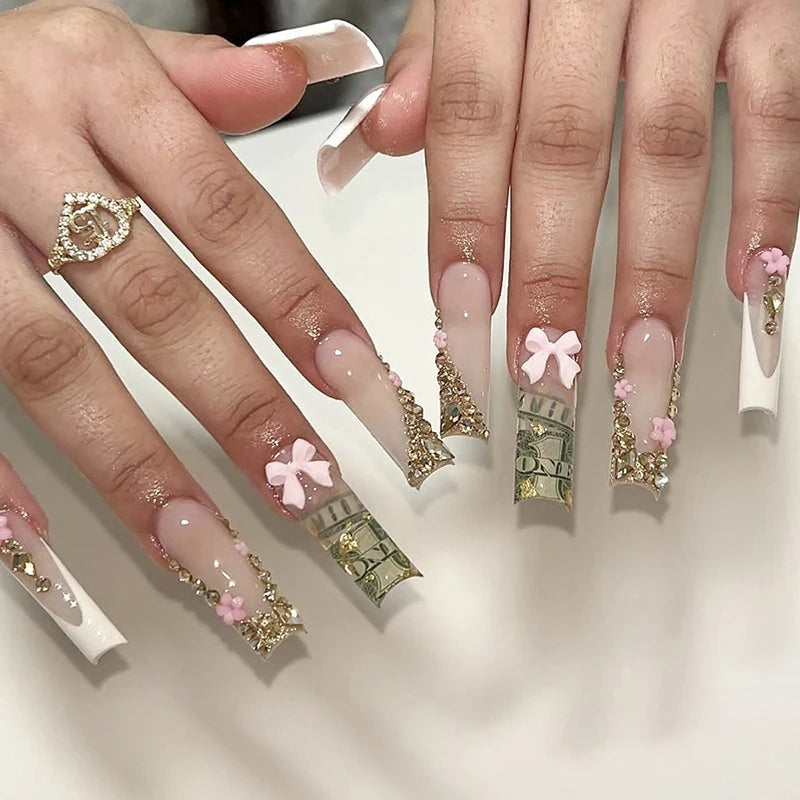 Press-On Nail Set Luxurious Embellishments Easy Application