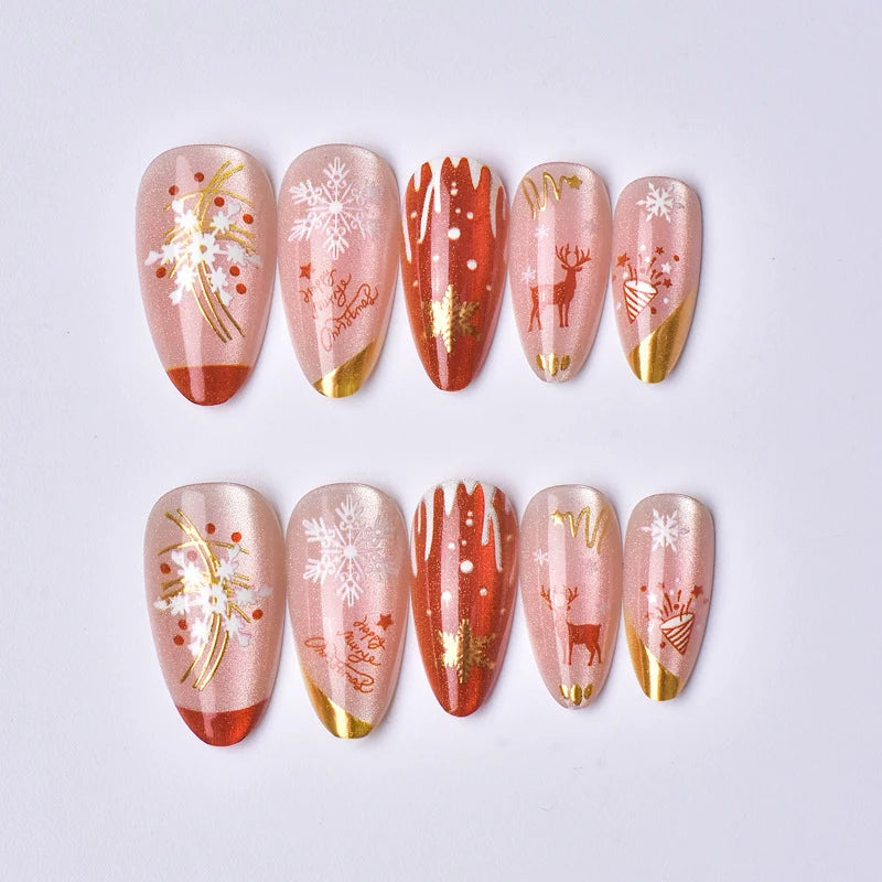 Press-On Nail Set No Glue Winter Motifs Assorted Sizes
