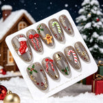 Press-On Nail Set Peel-And-Stick Holiday Designs Reusable