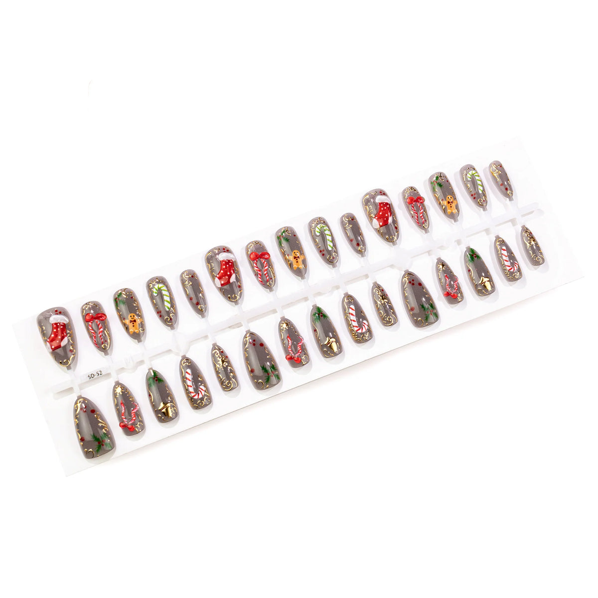Press-On Nail Set Peel-And-Stick Holiday Designs Reusable