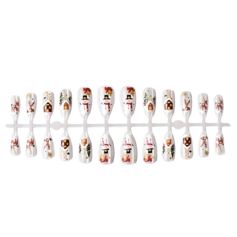 Press-On Nail Set Peel-And-Stick Reusable Christmas Designs