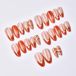 Press-On Nail Set Red & Gold Snowflake Self-Adhesive