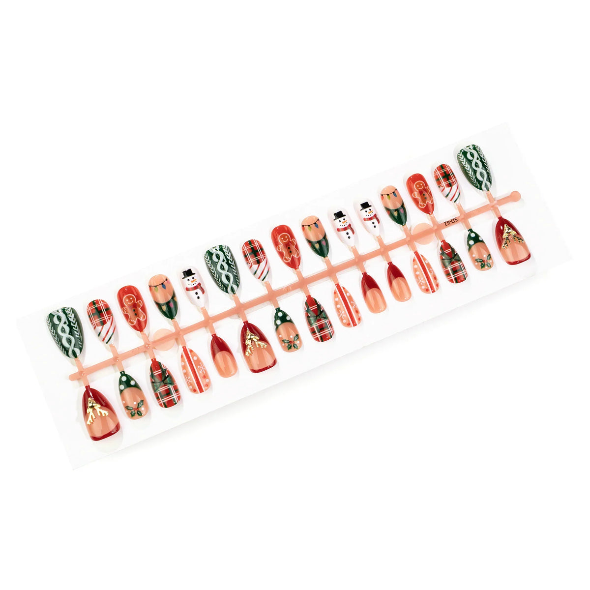 Press-On Nail Set Salon-Quality Holiday Designs 24-Piece Kit