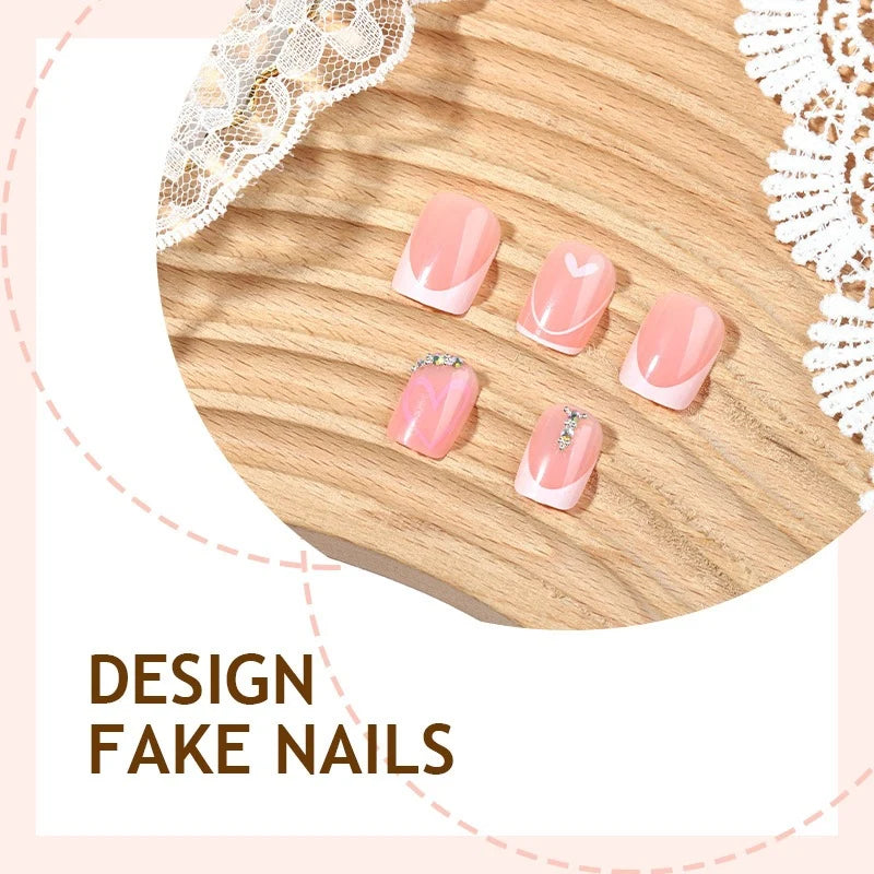 Press-On Nail Set Self-Adhesive & Sparkling Designs