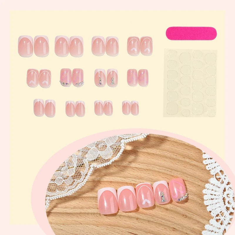 Press-On Nail Set Self-Adhesive & Sparkling Designs