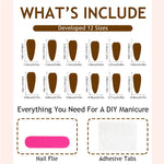 Press-On Nail Set Sparkling Design Adhesive Strips