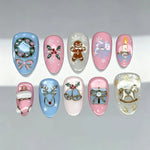 Press-On Nail Set Ten Festive Designs Non-Toxic